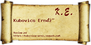 Kubovics Ernő névjegykártya